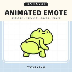Twerking Groda Emotes Animering Twitch Söt Chibi Grodor Padda Twerk Animerad Kawaii Emote Vtuber Streamer Livestreaming Discord Kick Emot