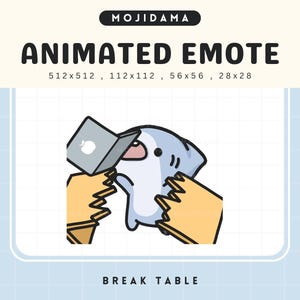 Shark Twitch Emotes Animation Break Table Cute Chibi Animated Emot Kawaii Fish Emote Vtuber Streamer Live Streaming Discord Kick Emot