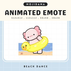Axolotl Dancing Emotes Twitch Summer Animated Beach Dance Emote Chibi Cute Animation Vtuber Live Streaming Gaming Kick Discord Youtube Funny