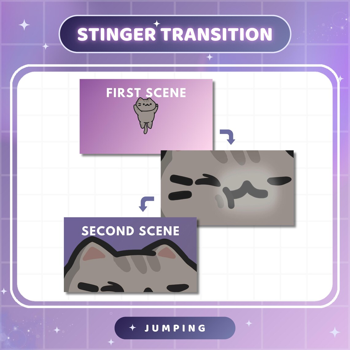 Gray Cat Twitch Transition, Animated Grey Tabby Kitty Streamer Vtuber ...