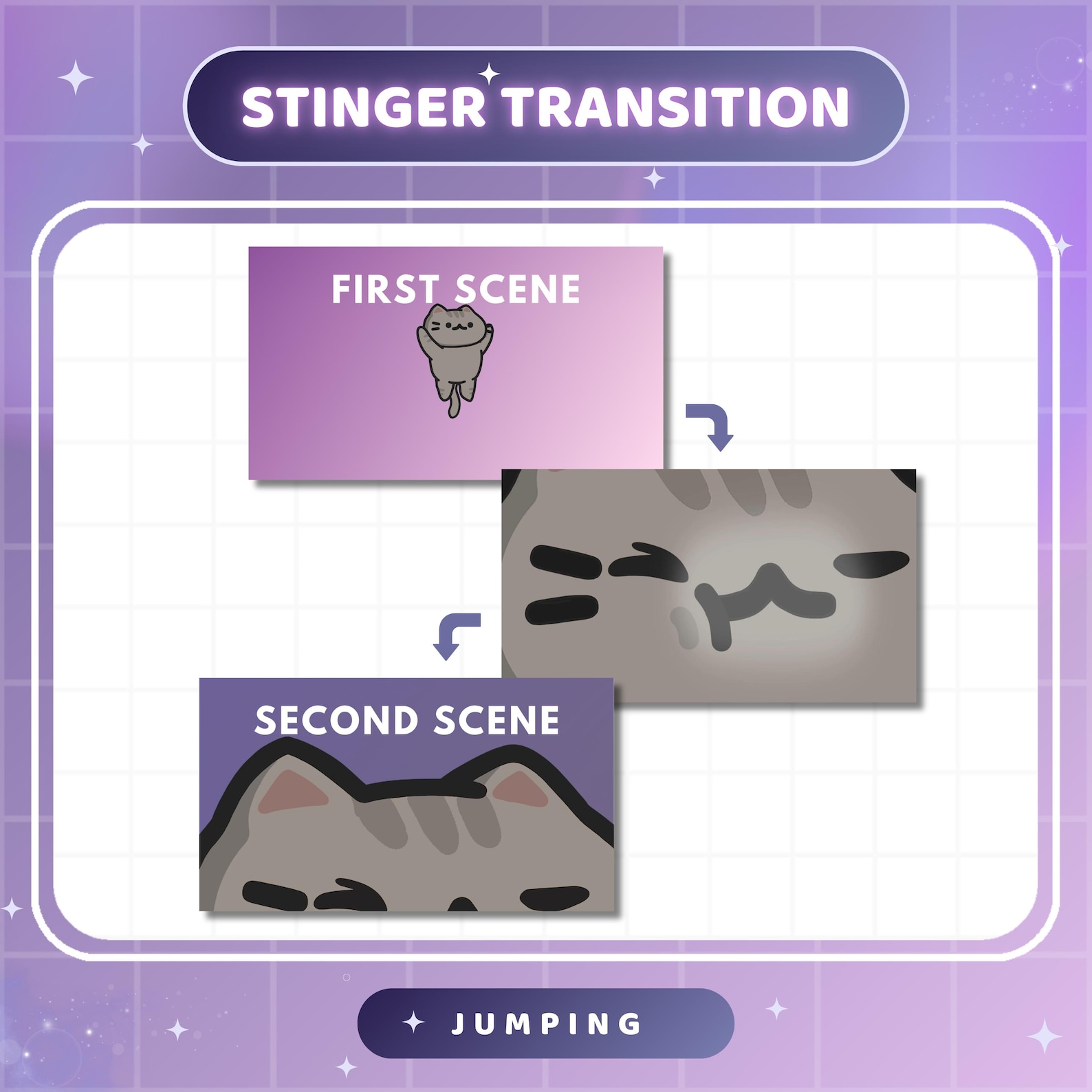Gray Cat Twitch Transition, Animated Grey Tabby Kitty Streamer Vtuber ...