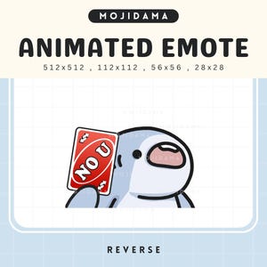 Emotes de Tiburón Twitch Animación Inversa Carta Uno Lindo Pez Chibi Animado Divertido Stream Emote Kawaii Vtuber Discord Kick Emot Emoji Tonto en Vivo