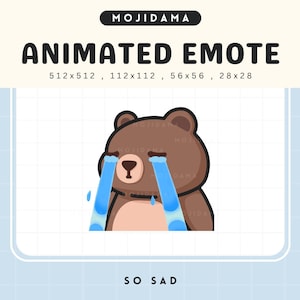 Sad Bear Emotes Animated Twitch Stream Animation Cute Chibi Cry Silly Bears Kawaii Emote Vtuber Live Streaming Kick Emot Animal Dancing