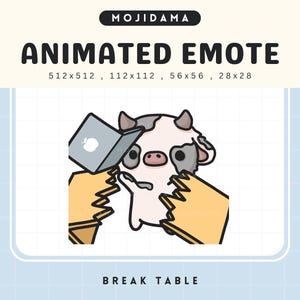 Animation d&#39;émoticônes Twitch Cow en colère Émoticône animée Chibi mignon Vtuber Streamer Vtuber Cows Streaming Discord Kick Émoticône drôle