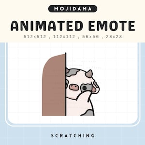 Vache Twitch Emotes se gratter Emote mignon animé Animation de ferme de bétail drôle Chibi Kawaii Vtuber Diffusion en direct Jeux Discord Youtube