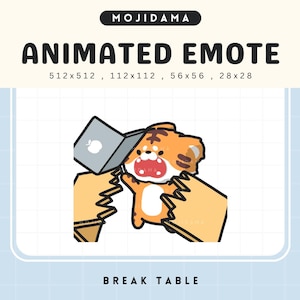 Angry Tiger Chibi Animated Emote: Break Table Twitch Emotes (Digital File)