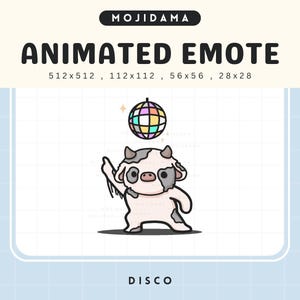Emotes Cow Disco Twitch Dance Animations hype Musique Vibes Emotes Animation Ferme de bétail Chibi Vtuber Diffusion en direct Gaming Obs Kick Discord Youtube