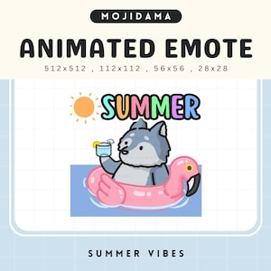 Wolf Summer Vibes Emotes Animated Twitch Cute Beach Emote Animation Chibi Vtuber Cozy Live Stream Gaming Kick Discord Youtube Funny OBS Emot