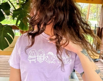 T-shirt court lavande Love and Deep Space – T-shirt graphique peluches Love and Deep Space