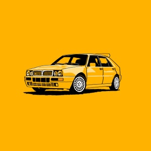 Lancia Delta Integrale - Yellow, Red and White Printable Art
