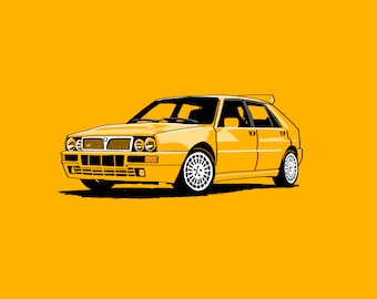 Lancia Delta Integrale - Yellow, Red and White Printable Art - Etsy
