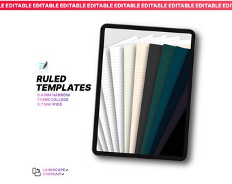 Essentials Ruled Line Digital Paper Templates | GoodNotes, Notability & More | A4 Narrow, College, Wide Spacing | Printable | Editable Files