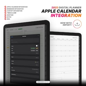 2025 Discover Notes Digital Planner con integrazione del calendario Apple con importazione, promemoria, ChatGPT, timer e altro / Goodnotes, Notability