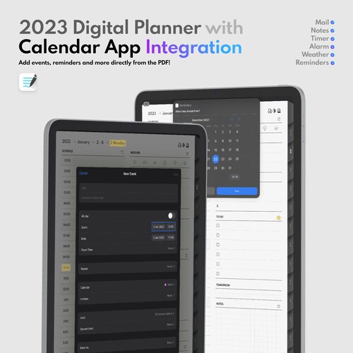 Editable 2023 Digital Planner With Apple Calendar Integration Etsy