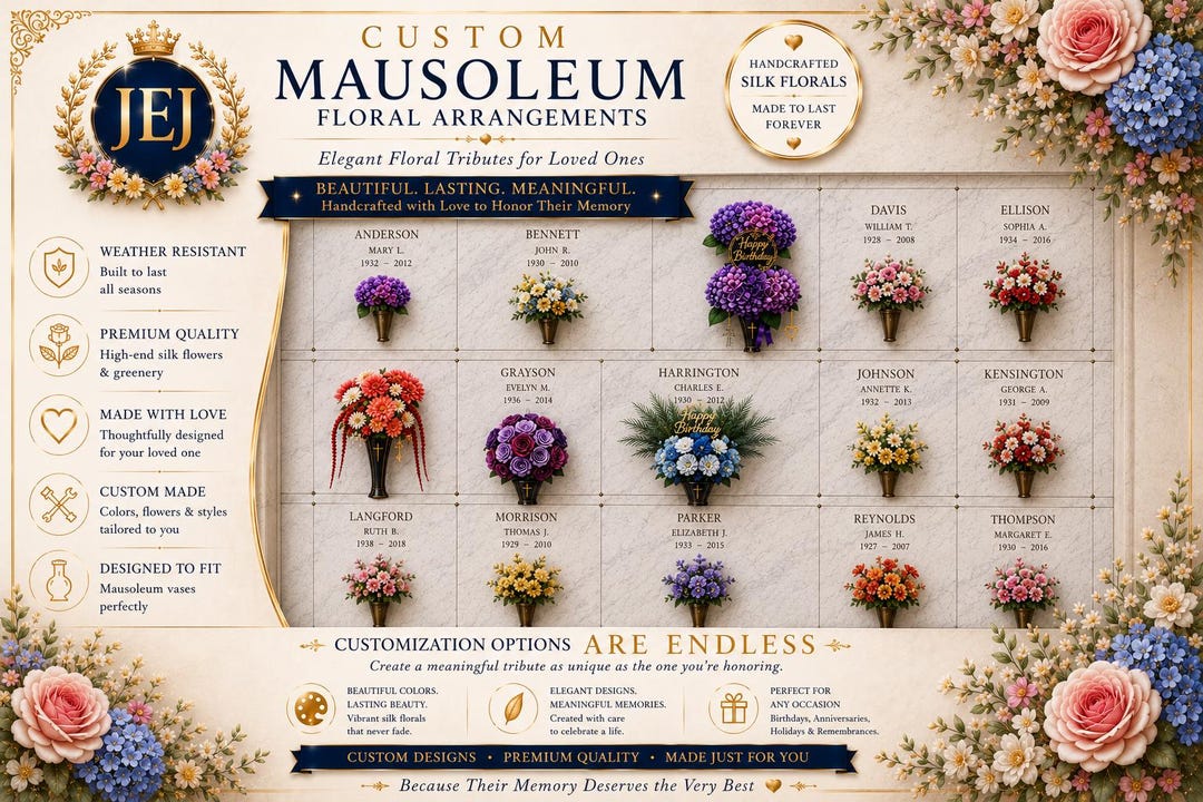 Luxury Memorial Floral Arrangements | Personalized Mausoleum Flowers ...