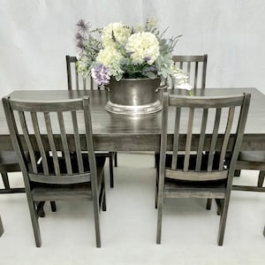 7 pc. dining room set, modern cottage table,French farmhouse table, Harvest dining table, chairs , solid wood table,Handcrafted furniture