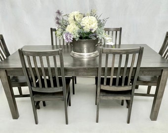 7 pc. dining room set, modern cottage table,French farmhouse table, Harvest dining table, chairs , solid wood table,Handcrafted furniture