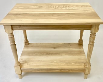 Kitchen Island,Farmhouse ,French cottage design ,rustic distressed side  table,Solid wood ,on wheels