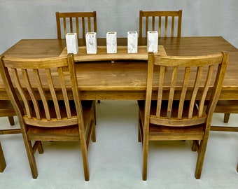 7 pc. dining room set modern cottage table,French farmhouse table, Harvest dining table, chairs , solid wood table,Handcrafted furniture