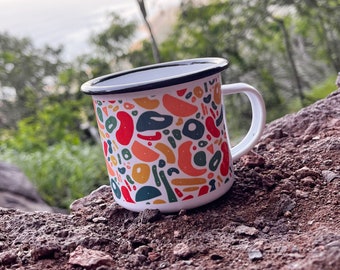 Rock Climbing Holds Rainbow Enamel Camp Cup, 11oz | Gift for Sport Climber Boulderer | Coffee Tea Mug