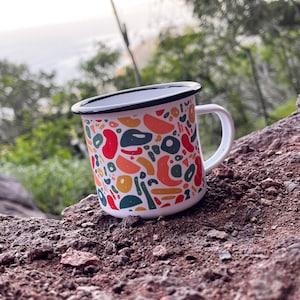 Rock Climbing Holds Rainbow Enamel Camp Cup, 11oz | Gift for Sport Climber Boulderer | Coffee Tea Mug