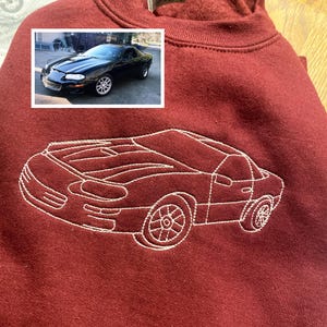 お父さんへの父の日ギフトアイデア - 写真からカスタム刺繍できる車のアウトラインスウェットシャツ - 車用パーカー - 車好きへのギフト - 彼氏へのギフト