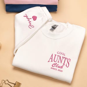 クールな叔母の刺繍入りスウェットシャツ - 子供の名前が入ったパーソナライズされた叔母へのギフト - 将来の叔母または姪や甥からの誕生日プレゼント