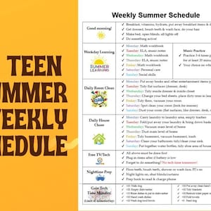 Teen Daily Summer Schedule