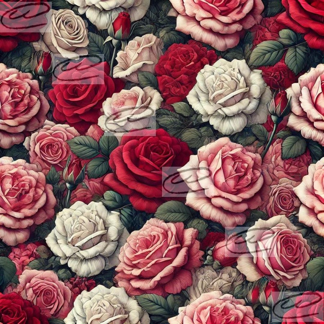 Seamless Rose Pattern Digital Download | Floral Design for Fabric ...