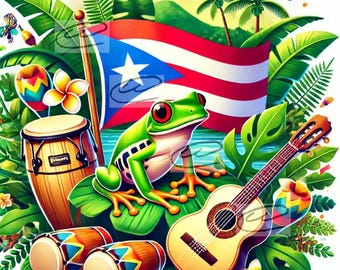 Puerto Rican Coquí Frog Art | Tropical Digital Download