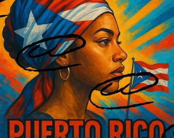 Arte della bandiera di Porto Rico / Stampa murale portoricana afro-latina / Download digitale culturale