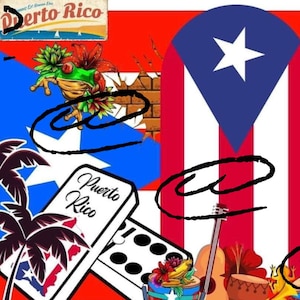 Lieferzeit: 3-5 Werktage USt. wird nicht ausgewiesen Coqui Frosch, Domino, Gitarre & Boricua Pride Print