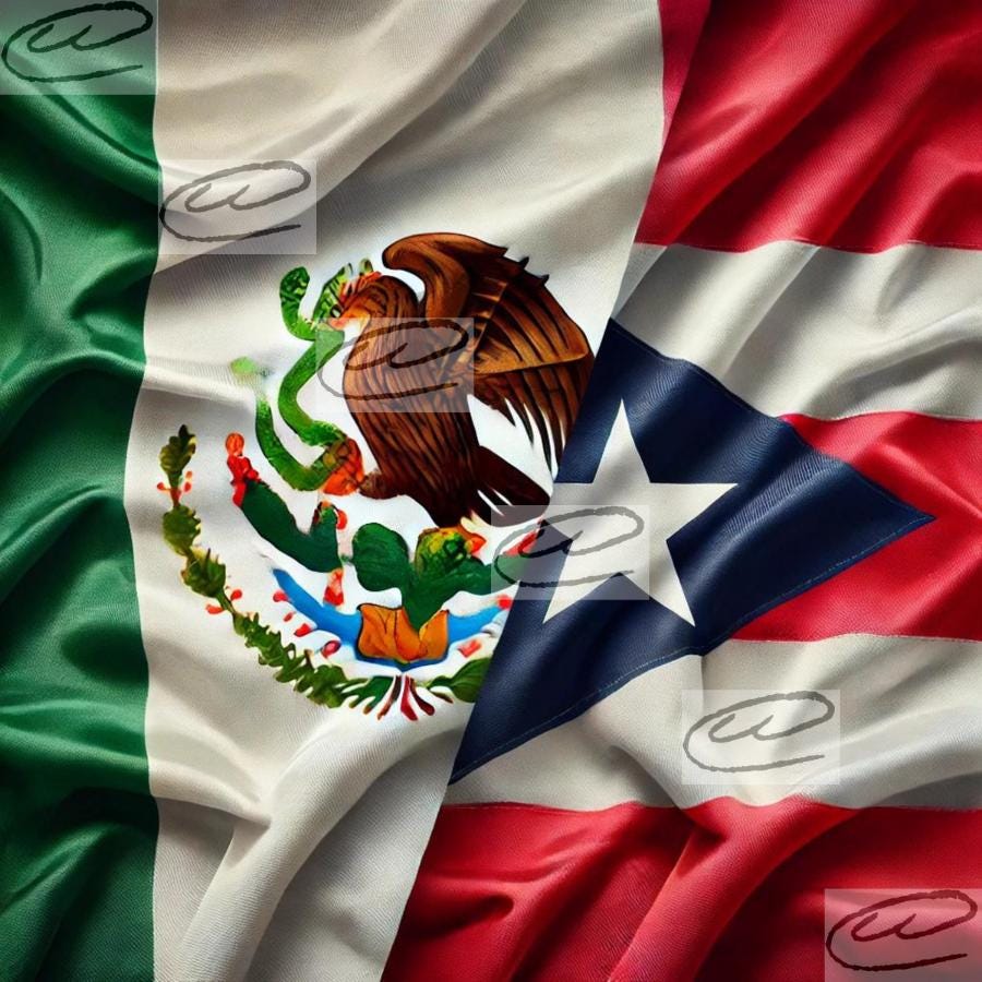 Mexico & Puerto Rico Flags Digital Download