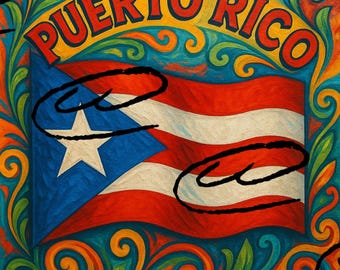 Puerto Rico Flag Art Print: Vibrant Latino Pride Decor (PNG & JPG Digital Download)