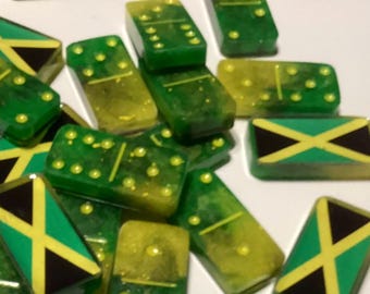 Resin Jamaican Dominoes Set – Custom Dominoes with Bold Flag Design