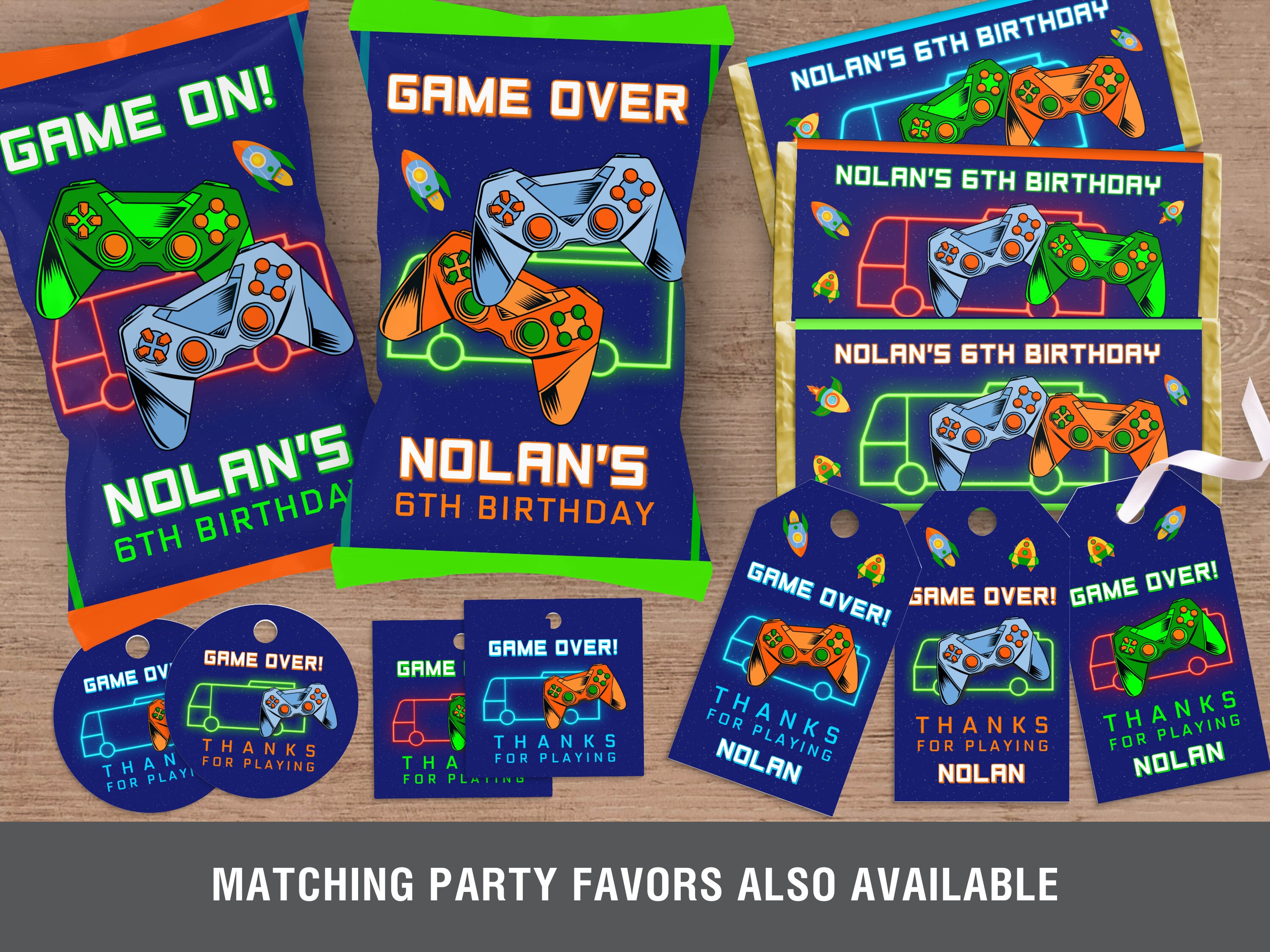 Game Truck VIP Pass for Boy's Birthday, Personalized Kids' Neon Glow ...
