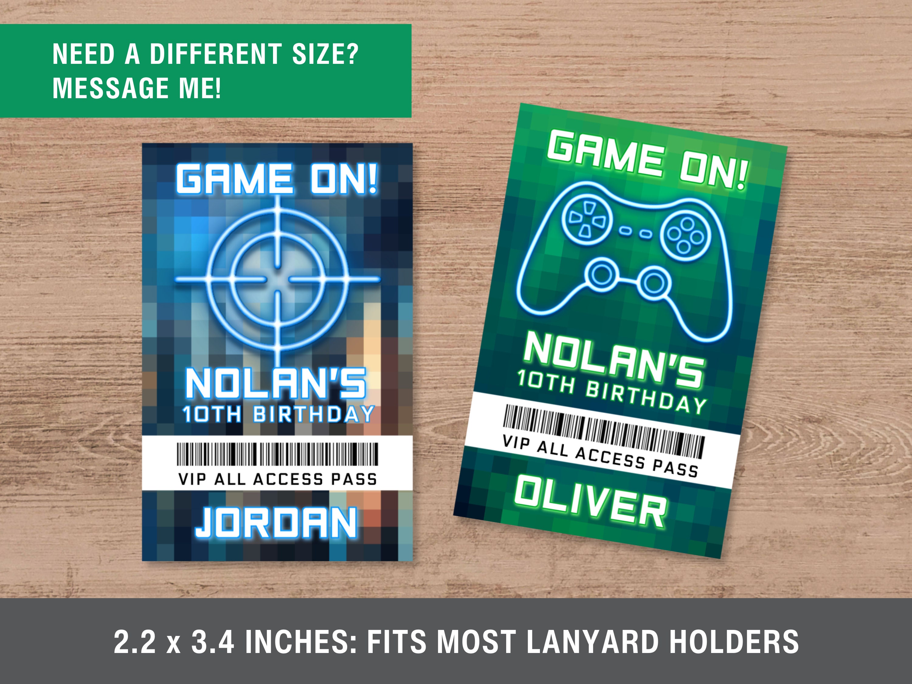 VIP Badge Template for Boy's Video Game Birthday Party, Editable ...