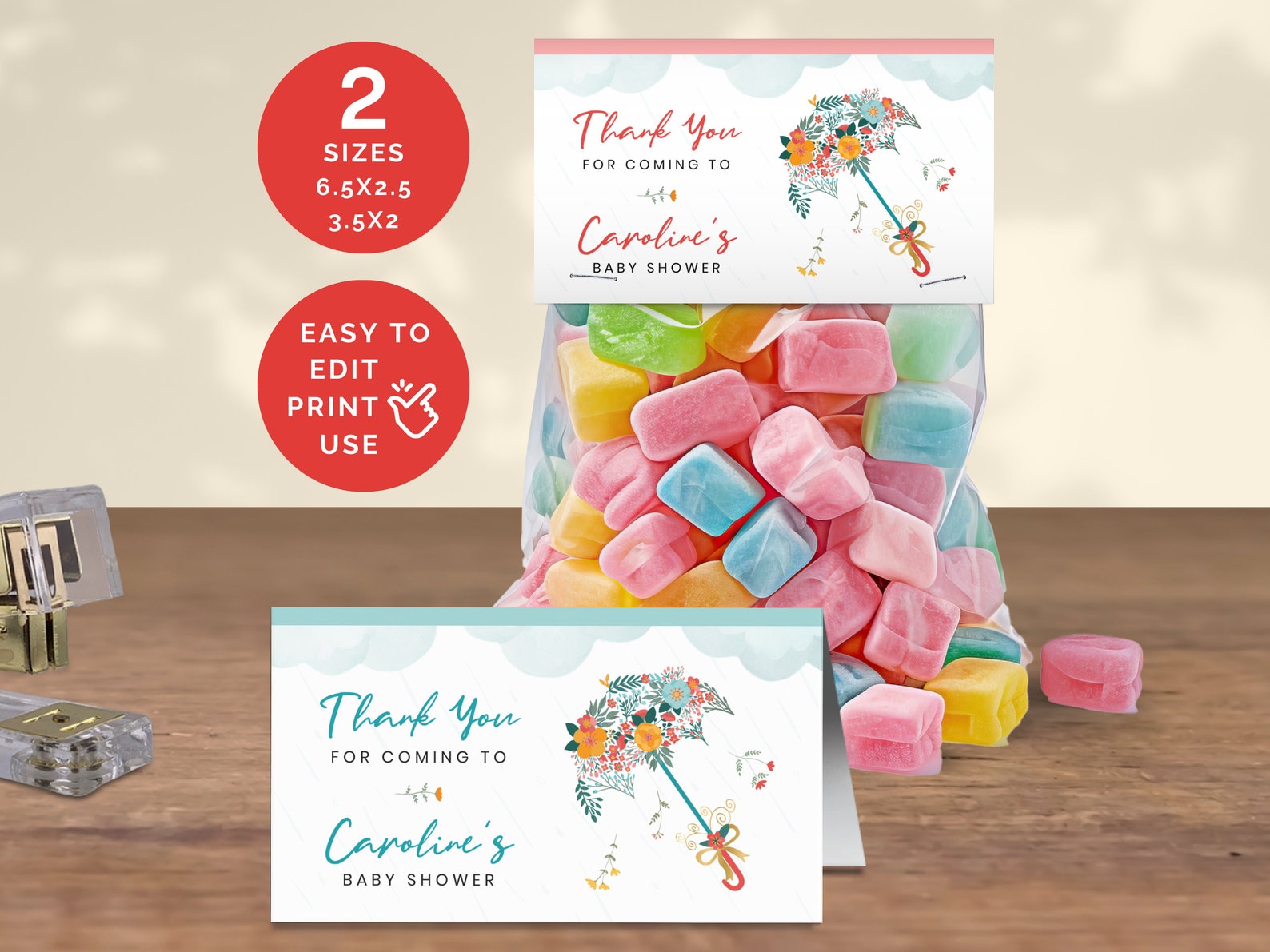 April Topper Thank You Treat Bag Topper for Baby Shower, April Showers Bring May ...