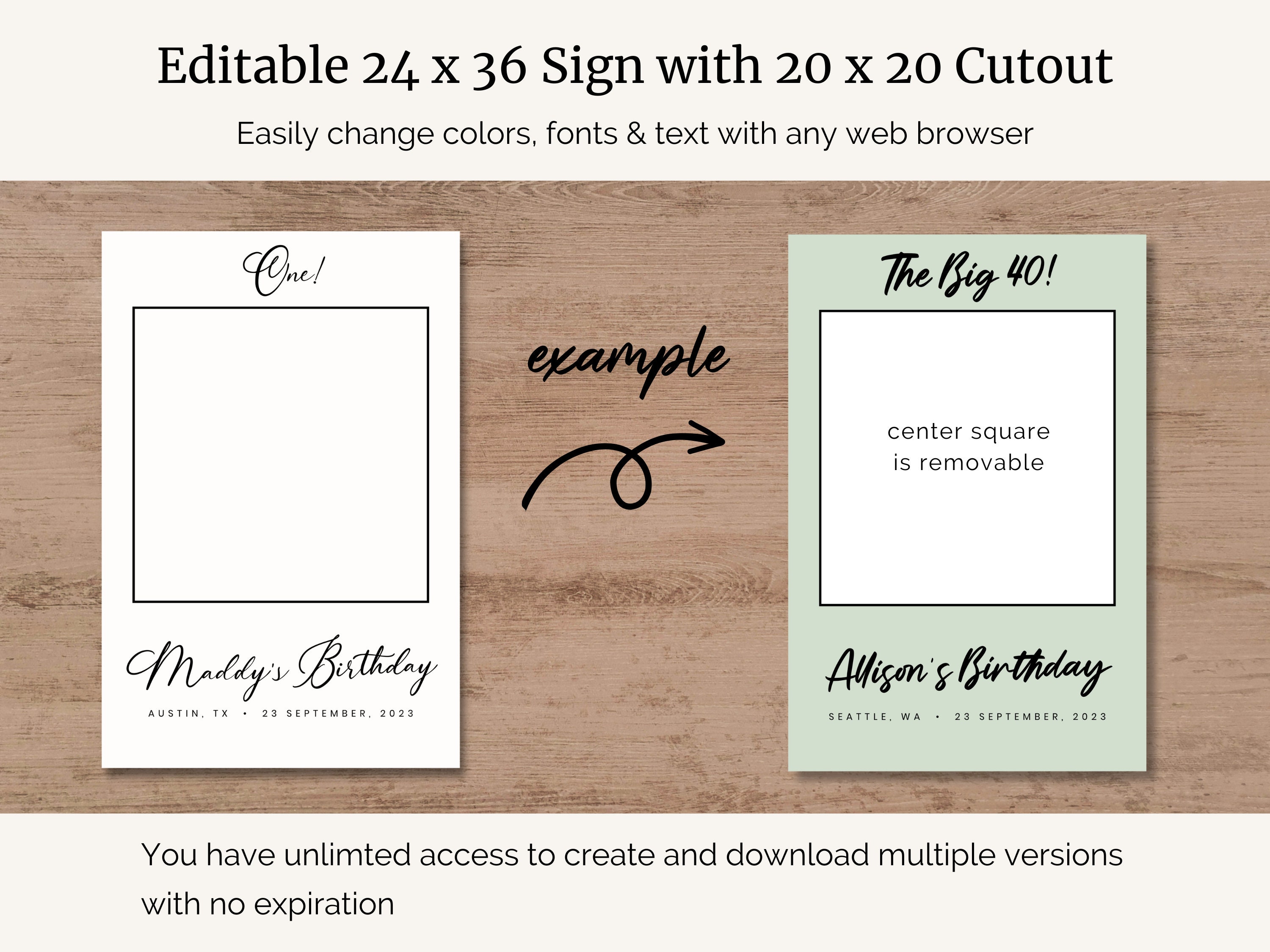 Minimalist Selfie Frame Template for Birthday Party Editable Custom Minimalist Selfie Frame Template for Birthday Party Editable Custom