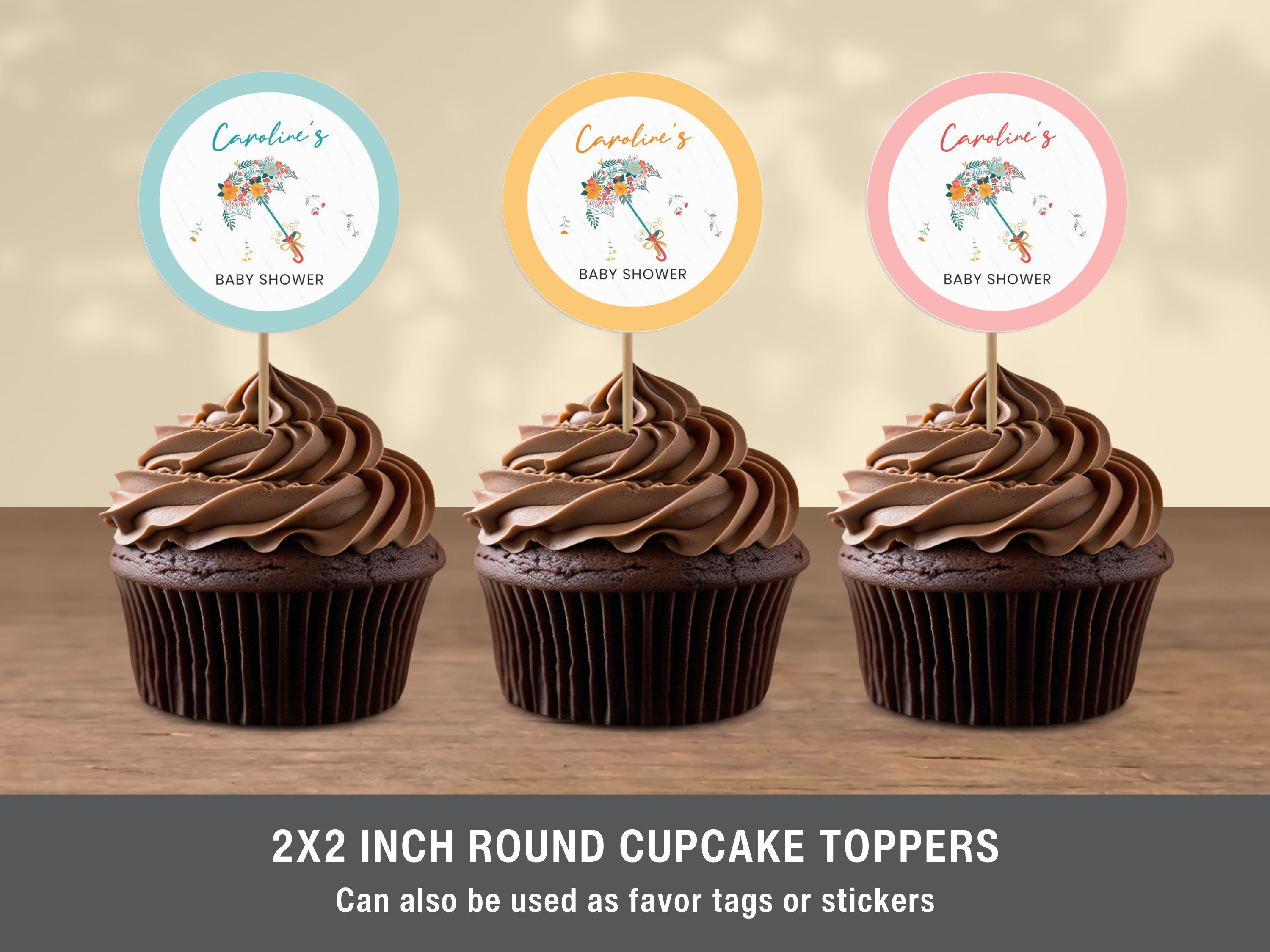 April Topper April Showers Bring May Flowers Baby Shower Favor Bag & Cupcake Toppers ...