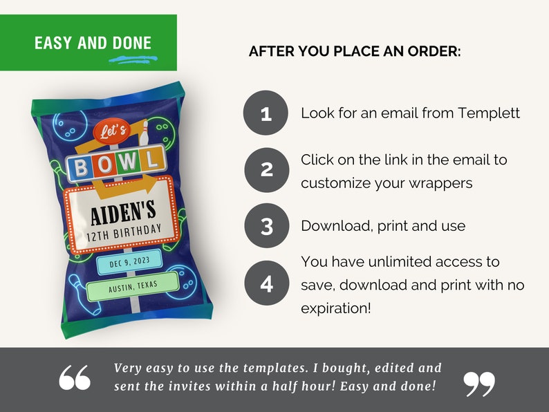 Bowling Chip Bag for Boy Birthday Party Favor, Neon Glow Bowling Party