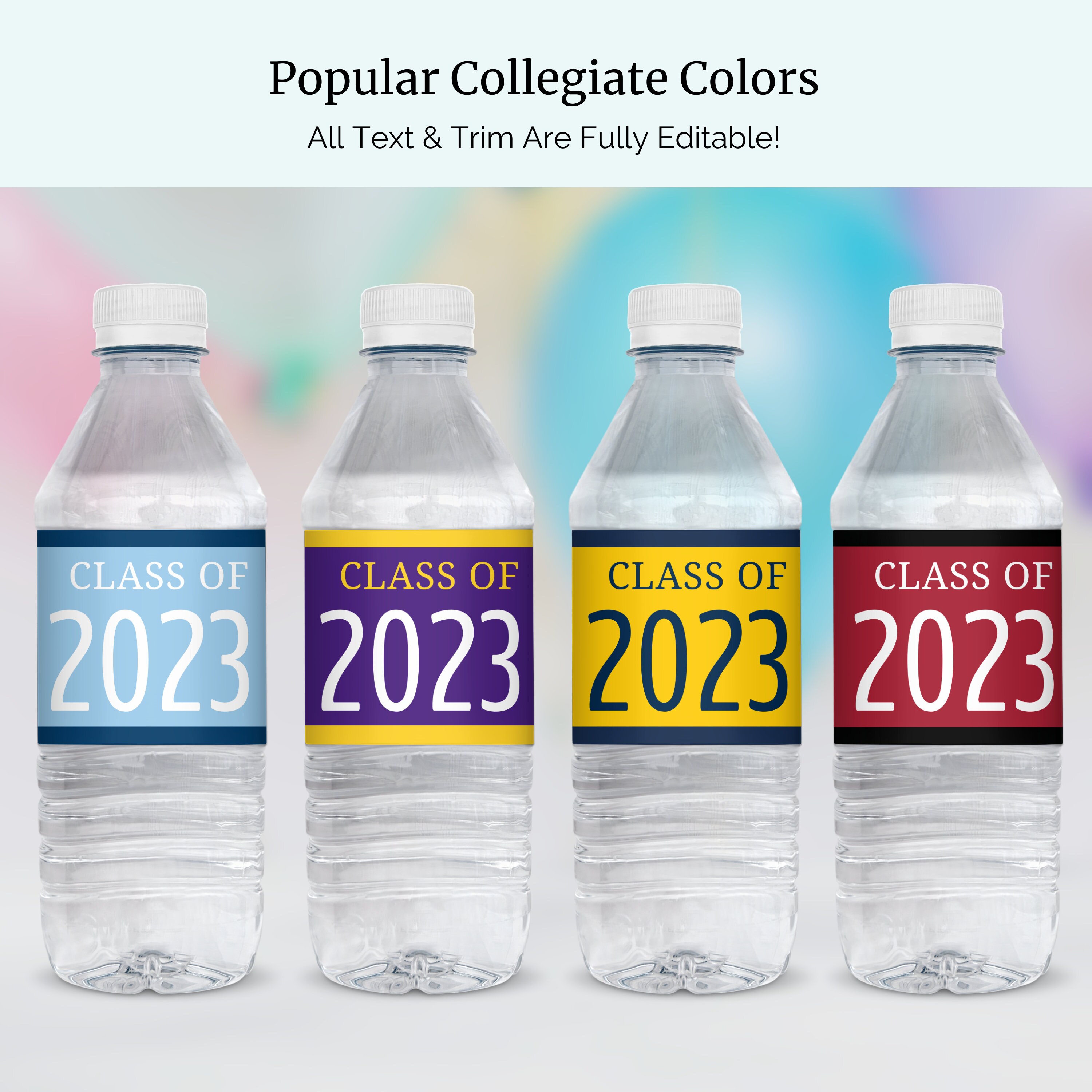 Graduation Water Bottle Labels Digital Download, Editable Class of 2023 ...