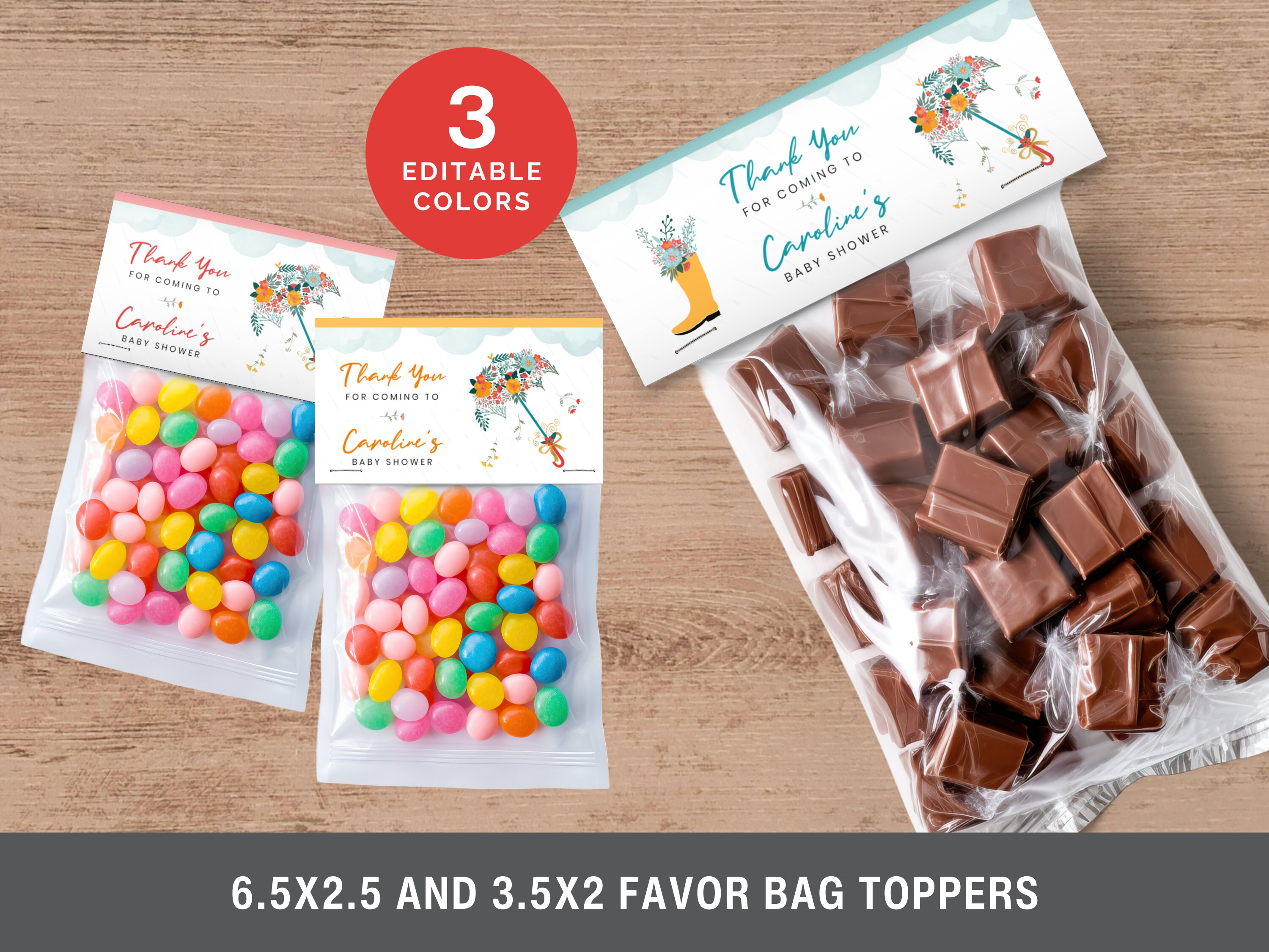April Topper April Showers Bring May Flowers Baby Shower Favor Bag & Cupcake Toppers ...