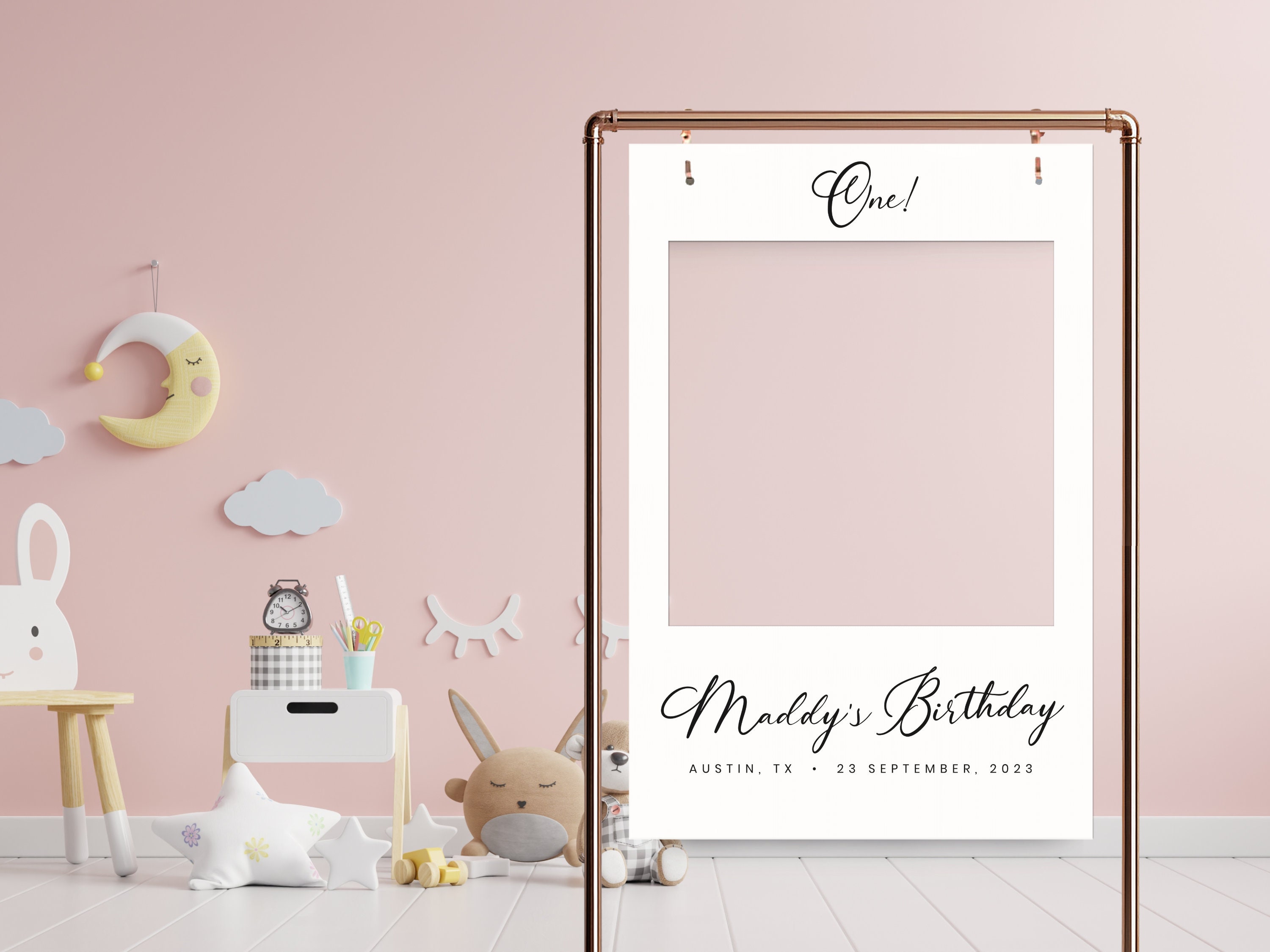 Minimalist Selfie Frame Template for Birthday Party, Editable Custom Minimalist Selfie Frame Template for Birthday Party, Editable Custom