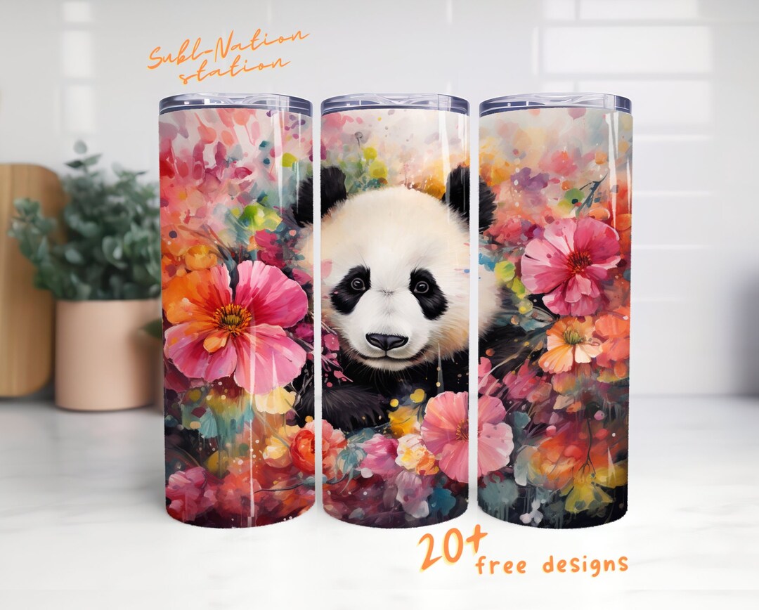 Panda Bear Tumbler Wrap, 20 Oz Skinny Tumbler Sublimation Design ...