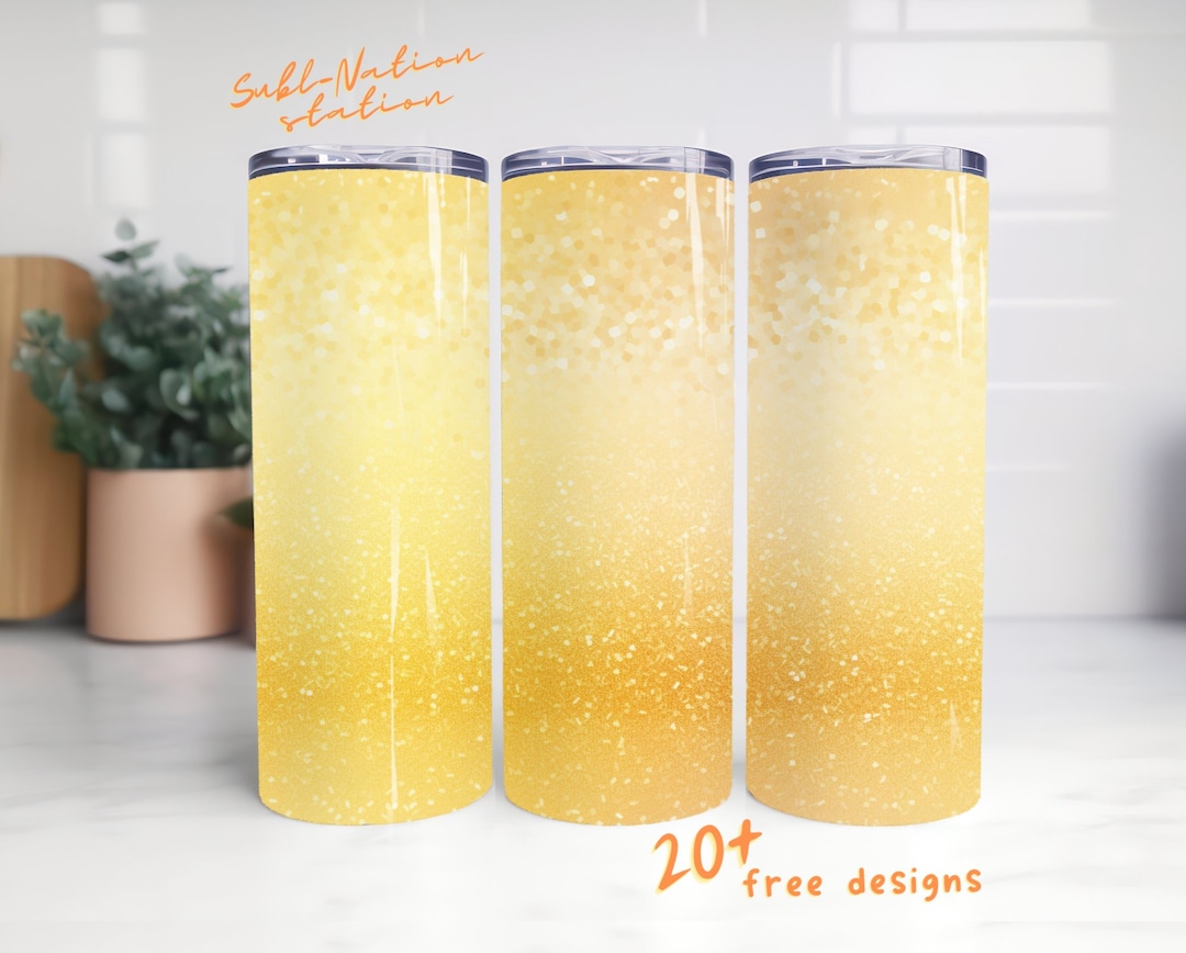 Yellow Glitter Tumbler Ombre Tumbler Wrap 20 Oz Skinny Etsy