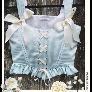 Pearl Stripe Stays - Corset Top, Made To Order In Your Size