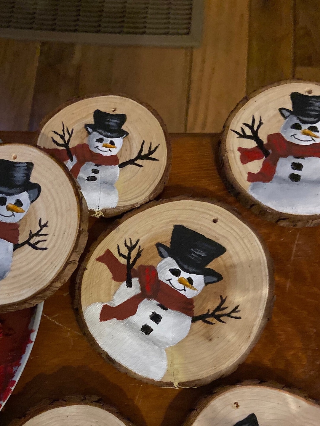 Hand Painted Snowman Wooden Christmas Ornament - Etsy