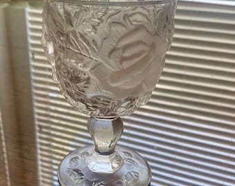Vintage Madonna Inn Wild Rose Clear Glass Goblet