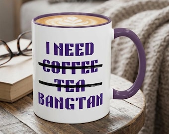 Tazza viola Bangtan / Regalo per ARMY BTS, Tazza da caffè BTS, Regalo per fan Bangtan, Tazza per fan K-Pop, Tazza da caffè in ceramica viola